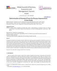 pdf determination of standard times for process improvement