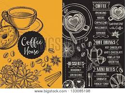 Coffee shop flyer template on vintage wood texture background. Coffee Menu Placemat Vector Photo Free Trial Bigstock