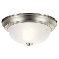 Tighten the screws with a screwdriver as needed to ensure the light fixture is secure and flush against the ceiling. Kichler 8108ni 2 Light 11 1 4 Incandescent Flush Mount Ceiling Light With Dome Shaped Glass Shade With Finish Brushed Nickel