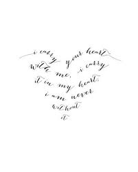 E E Cummings I Carry Your Heart With Me Typography Print Black And White Heart 8x10 Digital Download Printable Black And White Heart Rib Tattoos For Women Quotes Shoulder Tattoos For Women