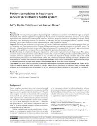 Don't make the mistake of thinking that you're too young to consider your health care needs. Pdf Patient Complaints In Healthcare Services In Vietnam S Health System