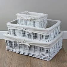 Find white wicker storage baskets. White Wicker Storage Basket Lined The Basket Company