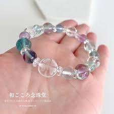 幸せの四葉クローバー】癒し♪フローライト×カット水晶 パワーストーンブレスレット 天然石ブレスレット 女性用 レディース - 天然石・数珠ブレスレット通販  和ごころ念珠堂