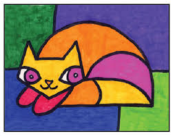 Romero britto coloring pages to online paint. Draw A Romero Britto Cat Art Projects For Kids