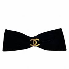Chanel Chanel Velvet Ribbon Coco Mark Barrette Hair Accessory Canvas Hair  Accessory in Good Condition