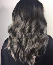 Babylights, sombre and ombre are all styles and all go them grow out softly and naturally. Smokey Silver Balayage Hair By Erinm Hair Juju Hair Lounge Vancouver Bc Canada Jujuhairlounge Charcoal Hair Grey Ombre Hair Balayage Hair Morenas
