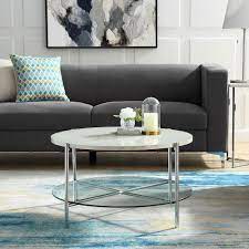 Rectangle/round glass coffee tables are nowadays a trending piece of furniture in most modern homes. Walker Edison Furniture Company 2 Piece Round Coffee Table Set Glass And Chrome Living Room Table Sets Furniture Femsa Com