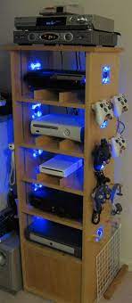 Diy Game Cabinet With Controller Racks Video Game Room Video Game Rooms Gamer Room