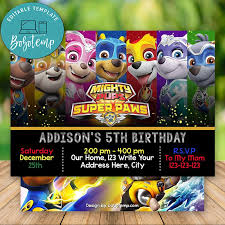 Dibujos de paw patrol (patrulla canina) para colorear. Editable Mighty Pups Paw Patrol Invitaciones De Cumpleanos Diy Bobotemp