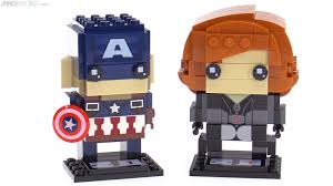 black widow is flying a quinjet, while a maskless captain america and helmetless iron man stand in the back keeping an eye on loki. Lego Brickheadz Captain America Black Widow Review