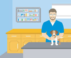 Man Veterinarian Holding A Dog In Veterinary Office Vector Art Illustration Vector Art Illustration Illustration Dog Vector