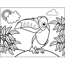 A Proud Toucan Shows Off His Big Beautiful Beak In This Printable Bird Coloring Page Set Against A Bird Coloring Pages Coloring Pages Printable Coloring Pages