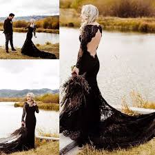 Off the shoulder black goth wedding gown with train. Black Gothic Wedding Dresses Mermaid Long Sleeves Lace Boho Open Back Bohemian Wedding Gowns Vintage Bride Dress Wedding Dresses Aliexpress