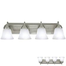 Bathroom lighting fixtures and vanity lights are an important start to the morning routine. Four Globe Bathroom Vanity Light Bar Bath Fixture Brushed Nickel With Alabaster Glass Walmart Com Walmart Com