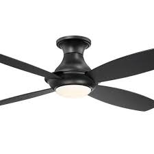 Allen Roth Bayview 52 In Black Led Indoor Flush Mount Ceiling Fan With Light Kit And Remote 4 Blade Lowes Com In 2020 Flush Mount Ceiling Fan Ceiling Fan Ceiling Fan With Light