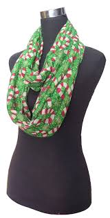 Candy Cane Print Infinity Loop Women S Scarf Christmas Gift Lightweight Green Red White L Size C9127c4qu11 Print Infinity Womens Scarves Scarf Styles