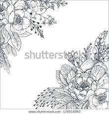 Hand drawn black and white floral wreath. Black And White Floral Seamless Pattern With Hand Drawn Flowers Stock Vector Colourbox