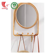 *mirror may vary slightly with the colour and size due to it being hand made and individual. Rattan Mirror With 4 Hooks Wholesale Viettime Craft