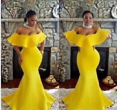 Plus Size Off Shoulder Prom Dresses Bright Yellow Mermaid Evening Gowns Saudi Arabia South African Women Formal Party Dress Prom Dresses Yellow Mermaid Evening Gown Formal Party Dress