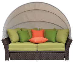 This day bed with an adjustable canopy is a perfect combination of style and functionality and is ideal for relaxing and enjoying the sun in your garden or on the patio. In Stock Coutyard Casual Green Eclipse Outdoor Expandable Oval Daybed With Canopy Contemporary Outdoor Sofas By Courtyard Casual Houzz