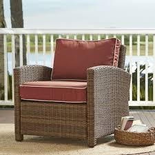 Birch Lane Outdoor Furniture Cushions Birch Lane Heritage Lawson Patio Chair With Cushions Cushion Color Navy Frame Color Light Brown Patio Chairs Wood Patio Chairs Wicker Patio Chairs