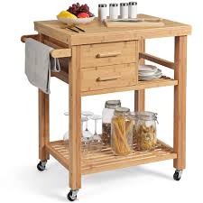 Maybe you would like to learn more about one of these? Costway Bamboo Kitchen Trolley Cart Wood Rolling Island W Tower Rack Overstock 31784571