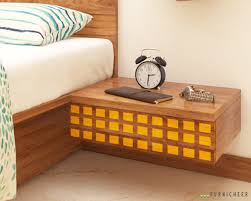 Brown Solid Wood Wall Mounted Bedside Table With Drawer Furnicheer