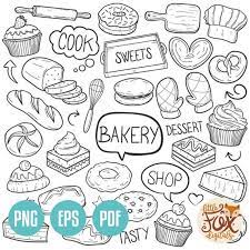 Bakery Doodle Vector Icons Shop Desserts And Sweets Food Etsy In 2020 Doodles Doodle Icon How To Draw Hands
