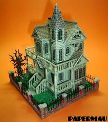 This Wonderful Ghost House Paper Model Was Created By North American Designer Ray O Bannon From Ravensblight Website I Paper Models Paper Toys Paper Houses
