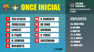 ¡entra ya y conoce los resultados, goles y próximos partidos de tu equipo de fútbol! Line Up The Fc Barcelona Betis Of Laliga 2019 20