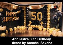18th Birthday Black And Gold 50th Birthday Party Decorations 50th Birthday Decor With Black Gold Theme Using Balloon Art By Aanchal Saxena 50th Birthday Decorations 50th Birthday Party Decorations Birthday Party Tables