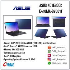 Notebook ini dilengkapi dengan memori ram 4 gb dan kapasitas. Jual Asus Notebook E410ma Bv001t Intel Celeron N4020 Ram 4gb Ssd 512gb Kota Semarang Orbit Komputer Tokopedia