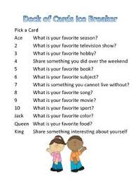 Here are 3 fun icebreaker games for adults: Deck Of Cards Ice Breaker Back To School Activity Icebreaker Activities Back To School Activities Deck Of Cards
