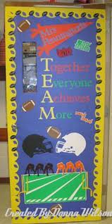Even if the fire marshal says it's a no go on the classroom door decorations then these can be great inspiration for a bulletin board! 27 All Star Ideas For A Sports Themed Classroom Sports Theme Classroom School Door Decorations Door Decorations Classroom
