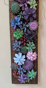 Hand Painted Pinecone Succulents Wood Art Pinecone Wall Hanging Wall Decor Succulents Pine Cone Crafts Pine Cone Art Painted Pinecones