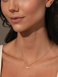 Palm Tree Pendant Necklace in Gold