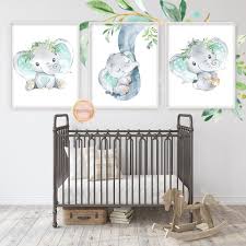 3 Mint Elephant Babyzimmermint Elephant Mint In 2020 Babyzimmer Kunst Babyzimmer Dekor Baby Kinderzimmer