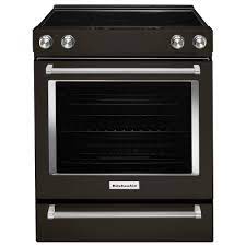 Kitchenaid 30 In 6 4 Cu Ft Slide In Electric Range In Black Stainless Kitchen Aid Slide In Range Electric Range