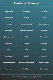Random Job Generator Best Character Names Novel Writing Job