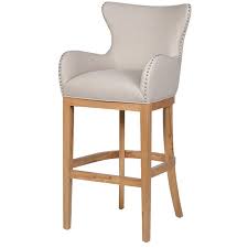 upholstered ivory wooden bar chair