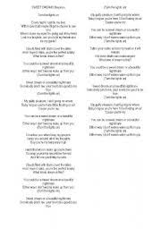 D#m e c but i don't cry, can't you see that you're love of mine b g#m g sweet dreams, always thought you were the sweetest thing. Sweet Dreams Worksheets