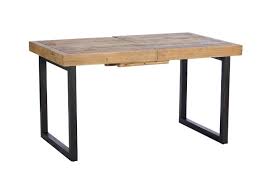 These beautiful solid top and extension tables are available in rectangular, round, square & oval shapes. Dalat Industrial Reclaimed Extendable Dining Table Legs Slide Across 100 Reclaimed Rustic Solid Wood Extending Dining Table On Black Metal Legs Fsc Certified