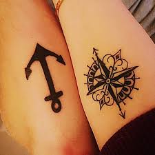 To make such a tattoo means that you will always remember the owner of a similar tattoo. Rose Compass And Anchor Couples Tattoo Tattoo Coupletattoos Couple Tattoos Tattoos Anniversary Tattoo