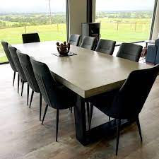 2 7m Natural Grey Concrete Dining Table With Loop Steel Ends 10 Seater Dining Table Dining Table 10 Seater Concrete Dining Table