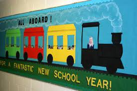 Would Be Fairly Easy To Make Preschool Bulletin Preschool Bulletin Boards Train Bulletin Boards