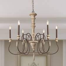 Distressed wood french country chandelier. 6 Light Shabby Chic French Country Wooden Rustic Chandeliers Pendant Lights Farmhouse Chandeliers By Lnclighting Llc Houzz