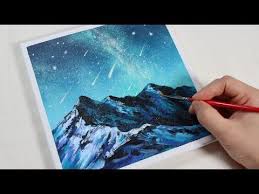 If you are an auditory or visual learner, here are some videos for you for. Milky Way Over Mountains Easy Acrylic Painting For Beginners Paintingtu Acrylic Painting For Beginners Mountain Painting Acrylic Mountains Painting Acrylic