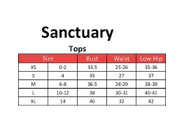 Sanctuary Clothing Size Chart Size Chart Clothes