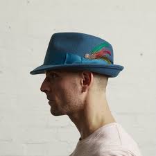 Darwin Teal Felt Trilby With Feather