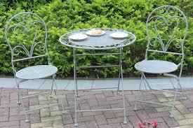 Phi villa metal outdoor patio dining set, table and 4 chairs set of 5. Garden Bistro Set Metal Patio Furniture Table Chairs Garden 3 Piece Antique Grey Ebay
